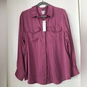 NWT Chicos Shirt Womens SZ 2 Front Pockets
